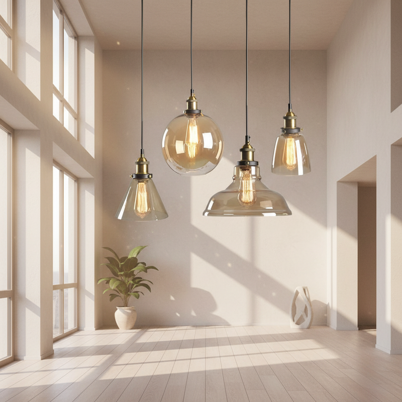 Suspension luminaire verre ambré AMBER