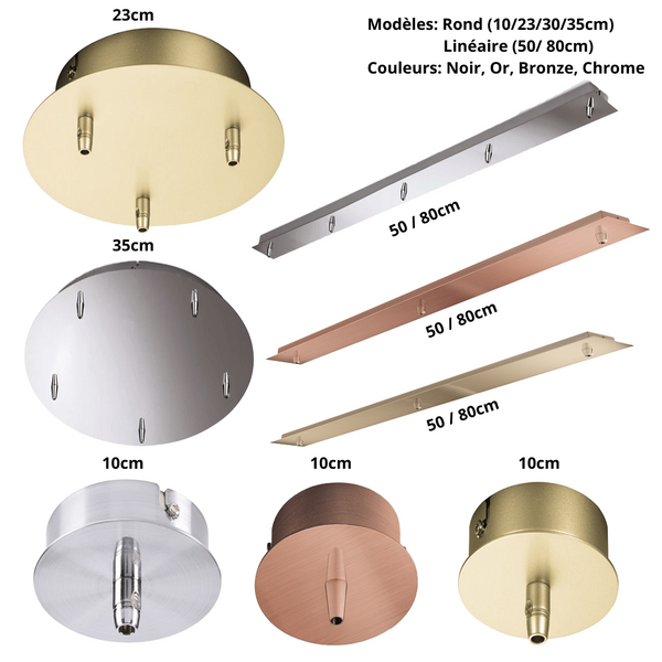 Supports et Rosaces pour suspension luminaire